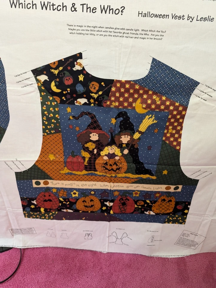 Fabric Panel, Cut & Sew/Women's Vest, "Which Witch & The Who", Sm,Med,Lg. - Image 3 of 4
