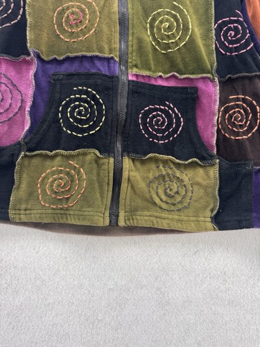 Rising International Hoodie Size S Multicolor Patchwork Hippie Full Zip Jacket - Picture 6 of 11