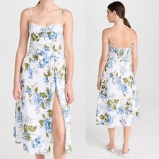 REFORMATION 'Keiryn' Linen Maxi Dress in Riviera Blue White Print US 12 NWT $278