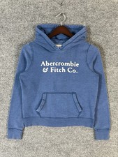 Abercrombie  Fitch Muscle Hoodie Full Zip Embroidered Womens Small Y2K Blue