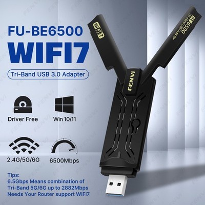 FU-BE6500 WiFi7 USB 3.0 Adapter 6500Mbps Tri-Band Wireless WiFi Dongle Win 10/11
