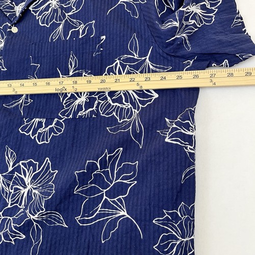 GAP Men's XXL Shirt Cabana Tropical Short Sleeve Button-Up Shirt Flowers Blue - Picture 3 of 5