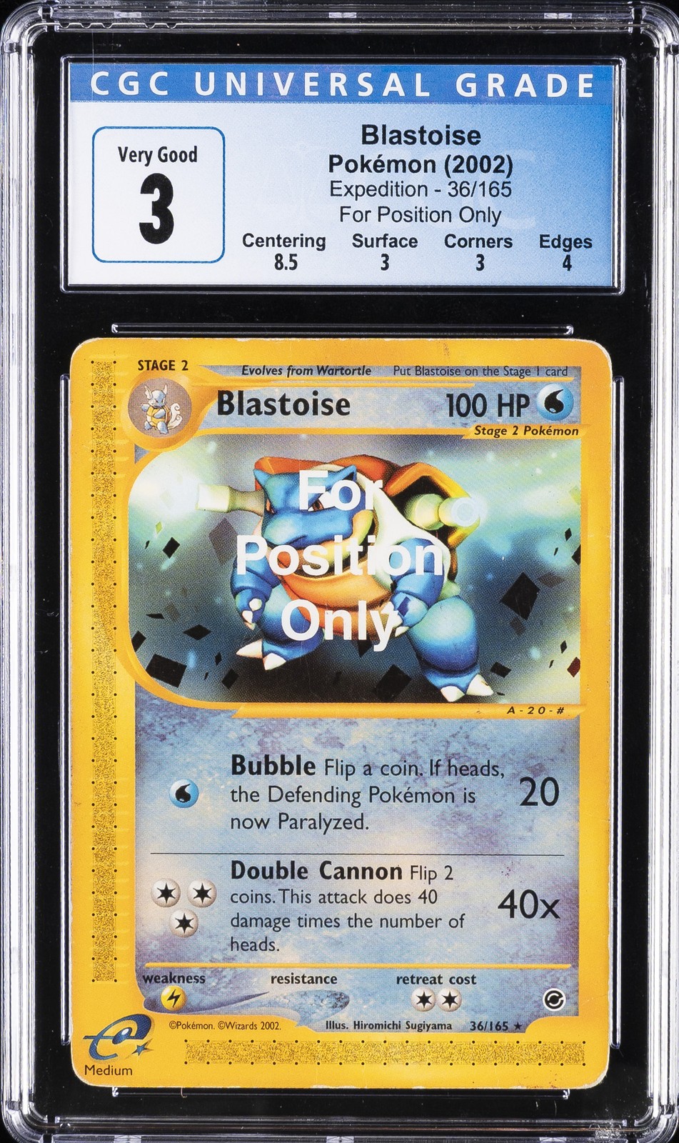 2002 POKEMON EXPEDITION FOR POSITION ONLY #36 BLASTOISE CGC 3