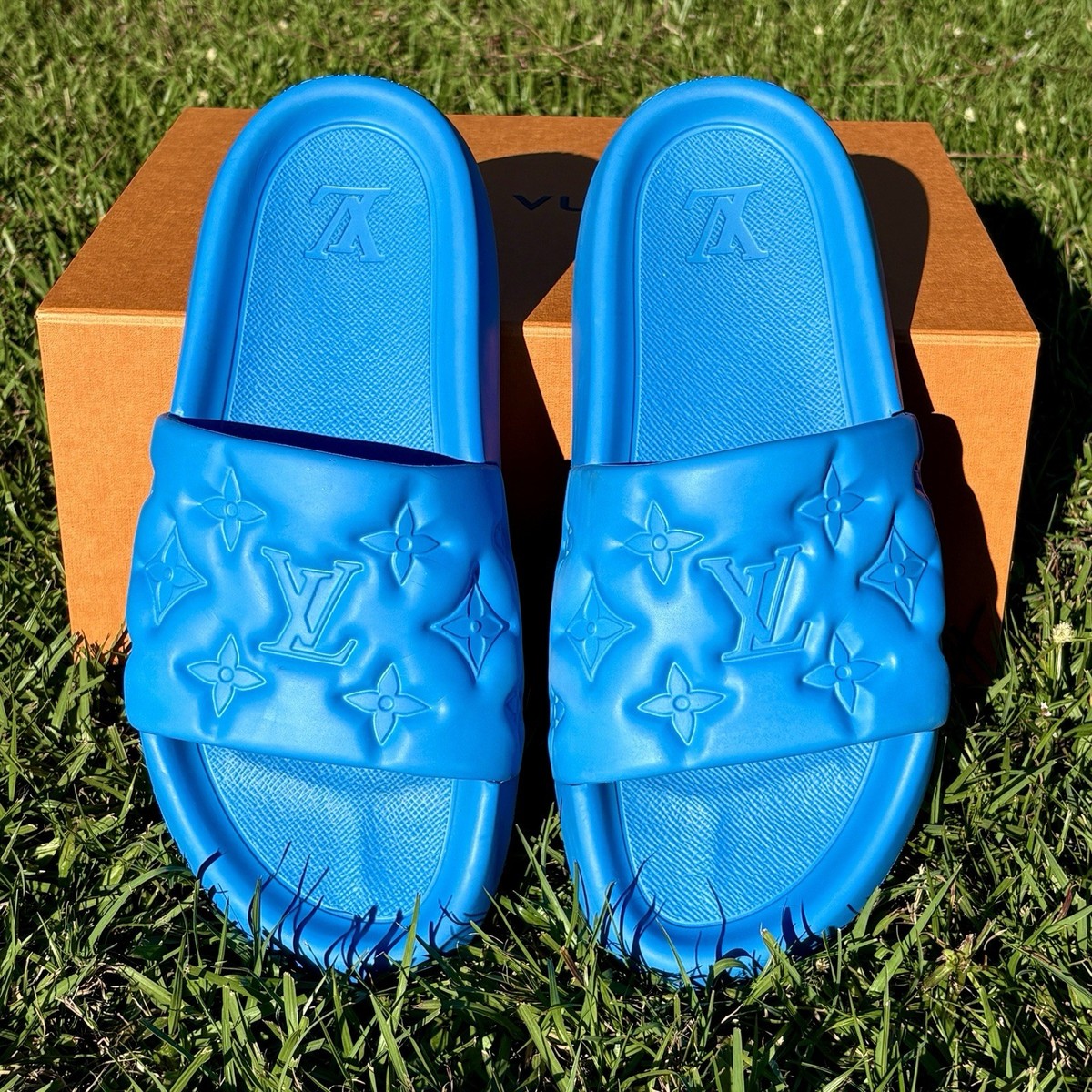 Louis Vuitton Blue Waterfront Mule Slide Size 10.5 Abloh FW21 