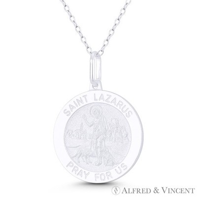 St. Lazarus, Patron Saint of the Poor & the Sick Pendant in .925 Sterling Silver