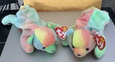 PAIR TY Sammy 1998 Original Beanie Baby Tag Tie-Dyed Plush Bear Toy NEW