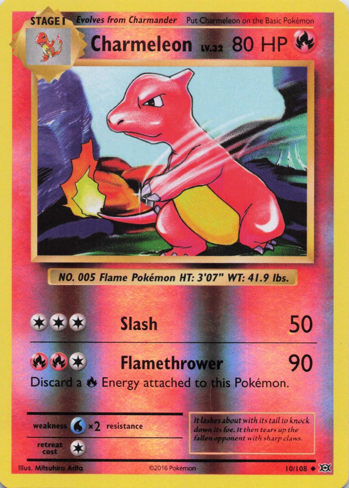 Charmeleon Uncommon Reverse Holo 2016 XY - Evolutions 10/108 NM