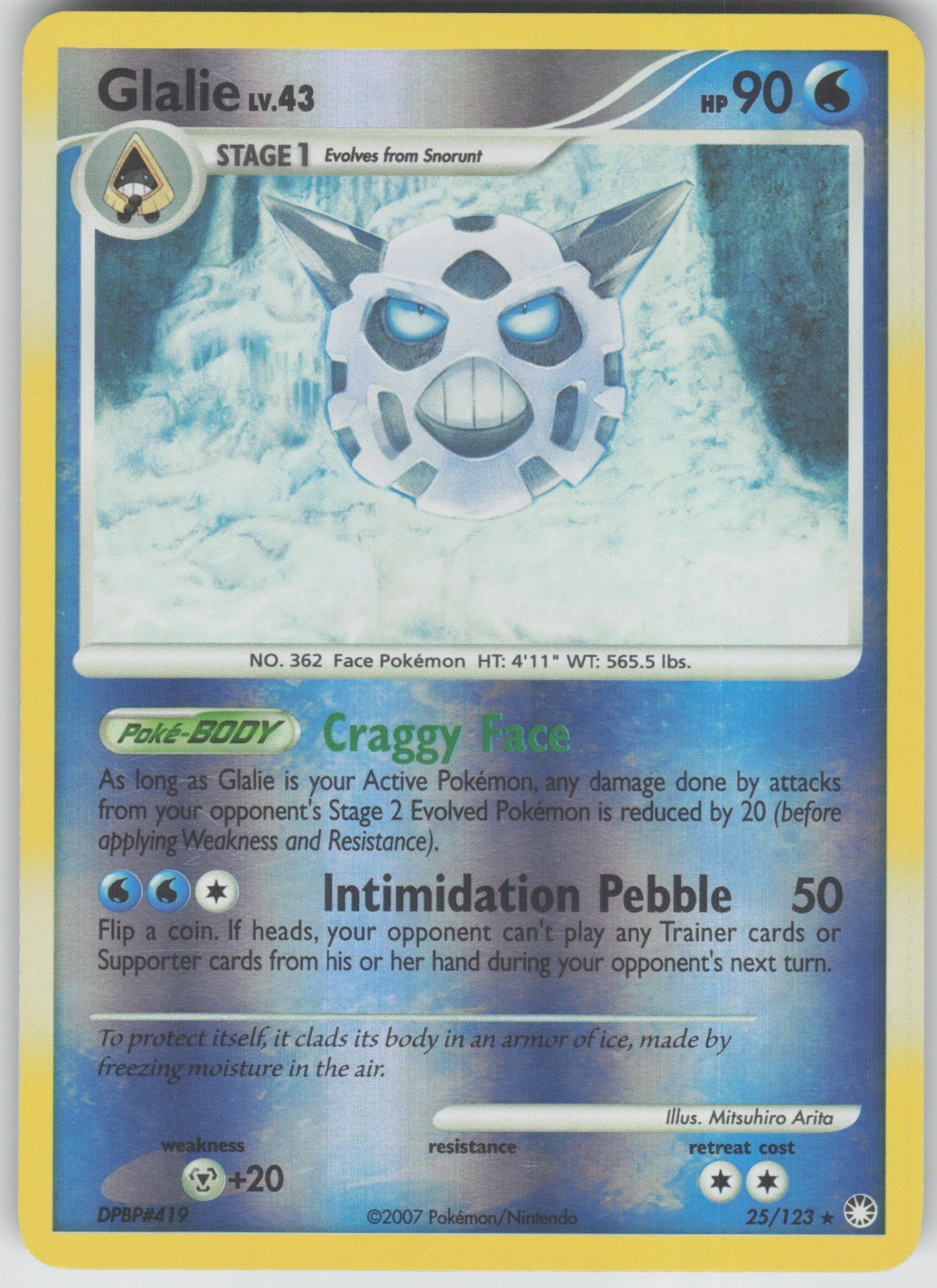 Pokemon TCG Glalie Rare Reverse Holo Mysterious Treasures 25/123