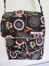 Ju-Ju-Be Messenger Diaper Bag Floral Brown/Red/Beige with Changing Pad
