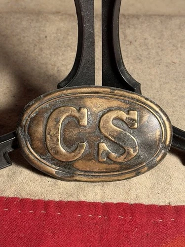 Civil War Confederate “CS” Oval Belt Buckle – Southern Soldier Waist Belt Plate