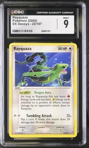 CGC 9 MINT Rayquaza 2005 EX Deoxys 22/107 Pokemon Card