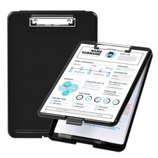 Amazon Basics Sturdy Plastic Storage Clipboard for School & Office Black