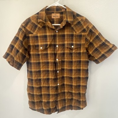 Men s Medium Brown/Black Redhead Ranch Button Up Shirt