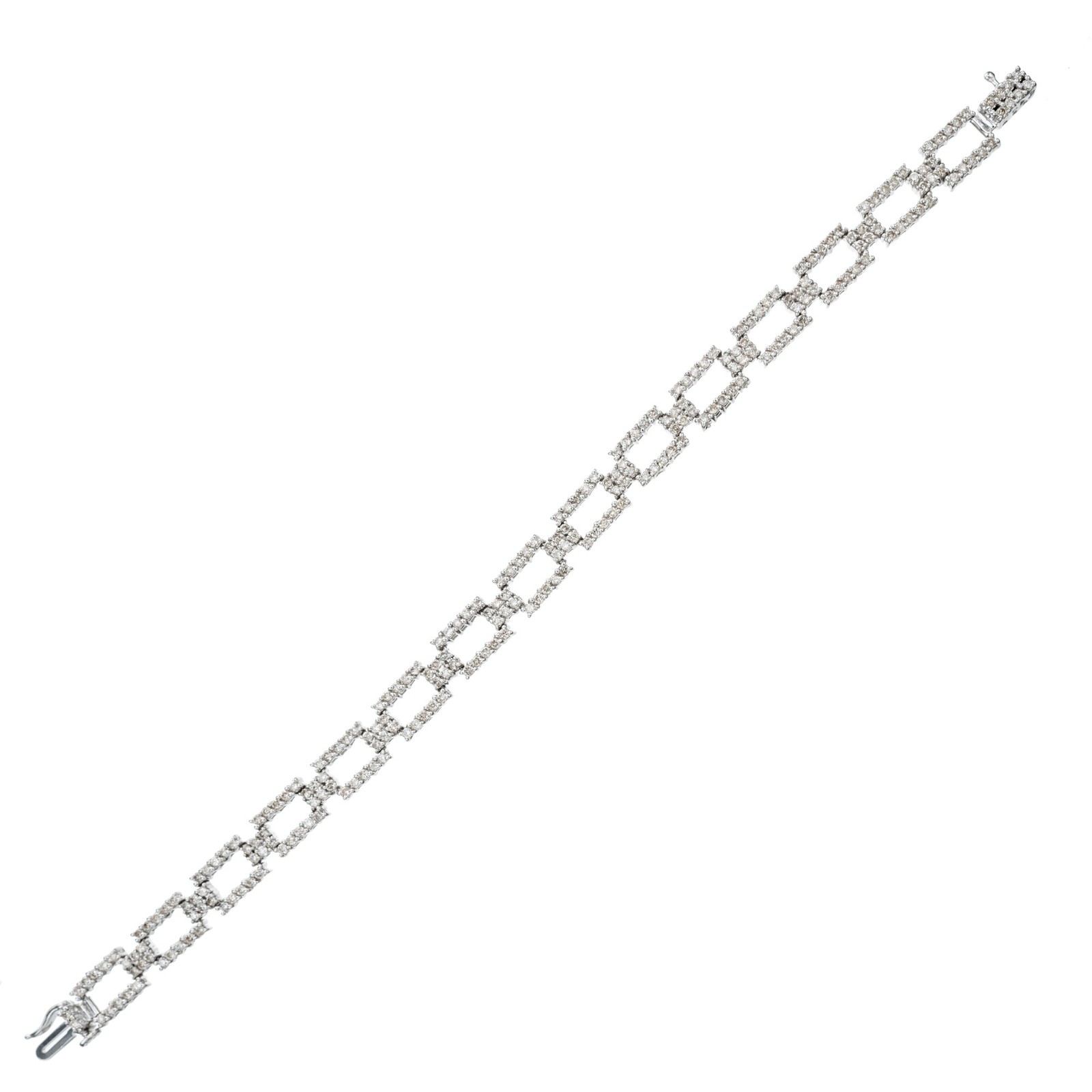 Rectangular Link Diamond Bracelet 14k White Gold - image 2