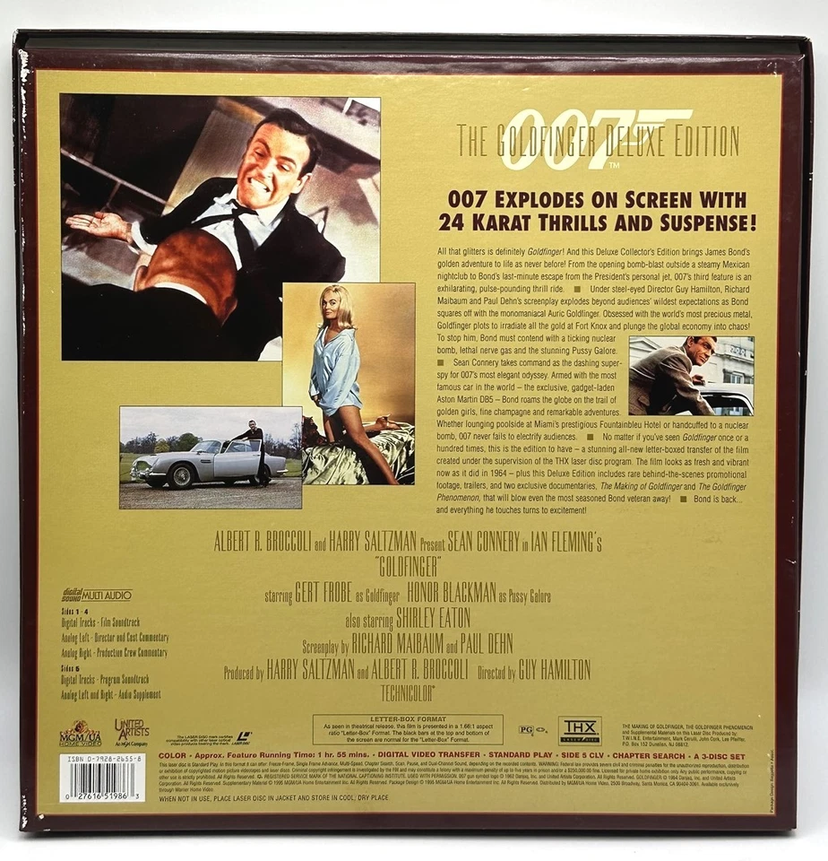 James Bond 007 Goldfinger Deluxe Collector’s Edition LaserDisc LD 3-Disc Set - Image 3 of 3