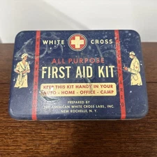 Vintage White Cross All Purpose First Aid kit Auto Home Office B7