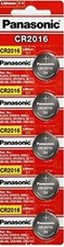 5 PANASONIC CR 2016 CR2016 CR-2016 LITHIUM COIN CELL Button Battery Exp 2029