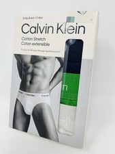 CALVIN KLEIN Hip Brief 3-Pack 95 Cotton Stretch Wicking Blue Green Off-Wht, M