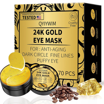 under Eye Patches 70PCS, 24K Gold Eye Patches for Puffy Eyes Treatment, under...