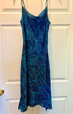 NWT $58 Express Womens Blue Black Spaghetti Strap Midi Length Dress ~ Size 3/4