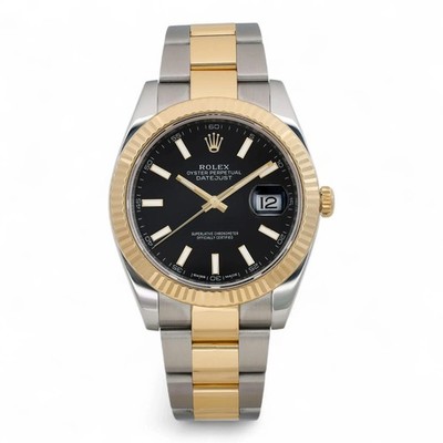 Rolex Datejust 41 Black Dial Steel 18K Yellow Gold Men Automatic Watch 126333