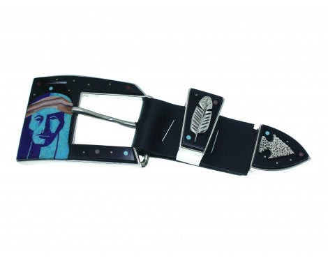 Calvin Desson, Ranger Buckle, Jet, Turquoise, Lapis, Face, Belt 1" - Picture 1 of 4