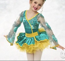 Curtain call costume ballet dance outfit green and yellow tutu size medium size
