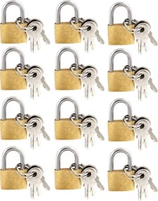 12 Pieces Mini Locks with Keys, Small Solid Brass Padlock Suitcase Locks for ...