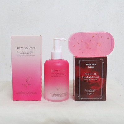 Blemish Care Natural Fairness Rose Body Silky Repair Oil + Rose Oil Soap Combo