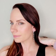 Silver Rhinestone Long Dangle Drop Tassel Rope Earrings