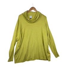 Cabi The Ease Turtleneck Long Sleeve Top size Large Green-Yellow 4193