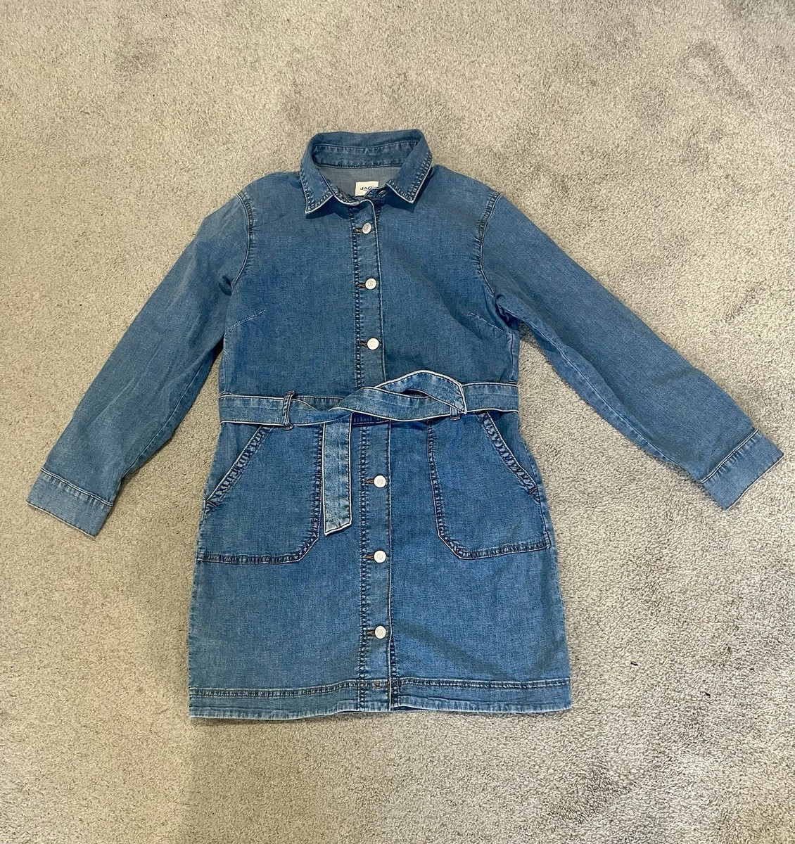 JAG Tie Waist Long Sleeve Denim Dress, Women's Mini Dress Size S | eBay