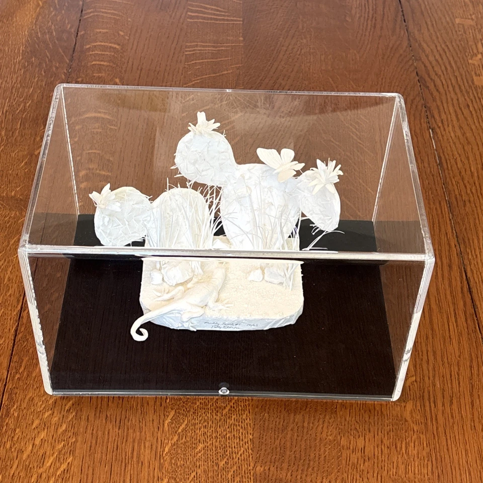 Escultura de papel fundido Prickly Pear #1 paisaje detallado Patty Eckman 10/65 Foto 4 de 4