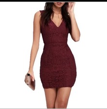 Lulus Nevaeh Burgundy Lace Cutout Sleeveless Mini Dress S