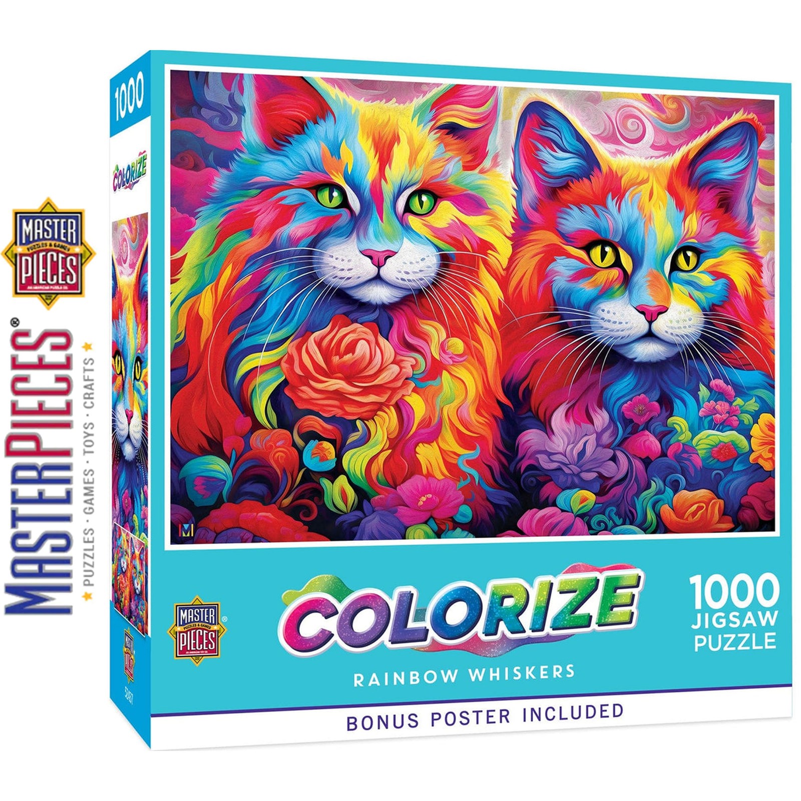 Colorize RAINBOW WHISKERS 1000 pc Masterpieces Jigsaw Puzzle Super Deluxe 72403