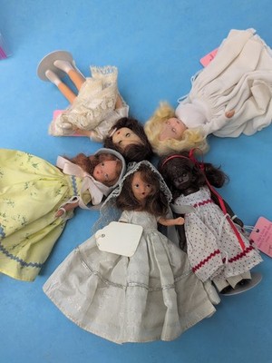 5-6'' Lot Of 5 Vintage Hard Plastic NASB Nancy Ann Storybook Dolls Various #NA24