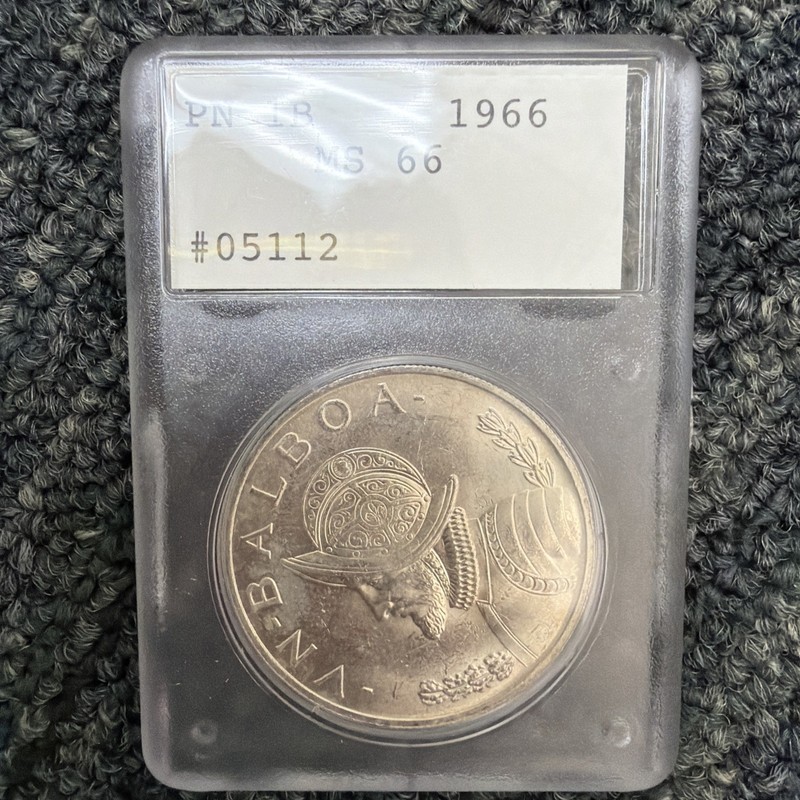 1966 panama 1 balboa CCGS silver 