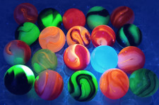 Vintage Marbles Lot- .63"- .58"- UV Glowing Jabo Swirls- L280