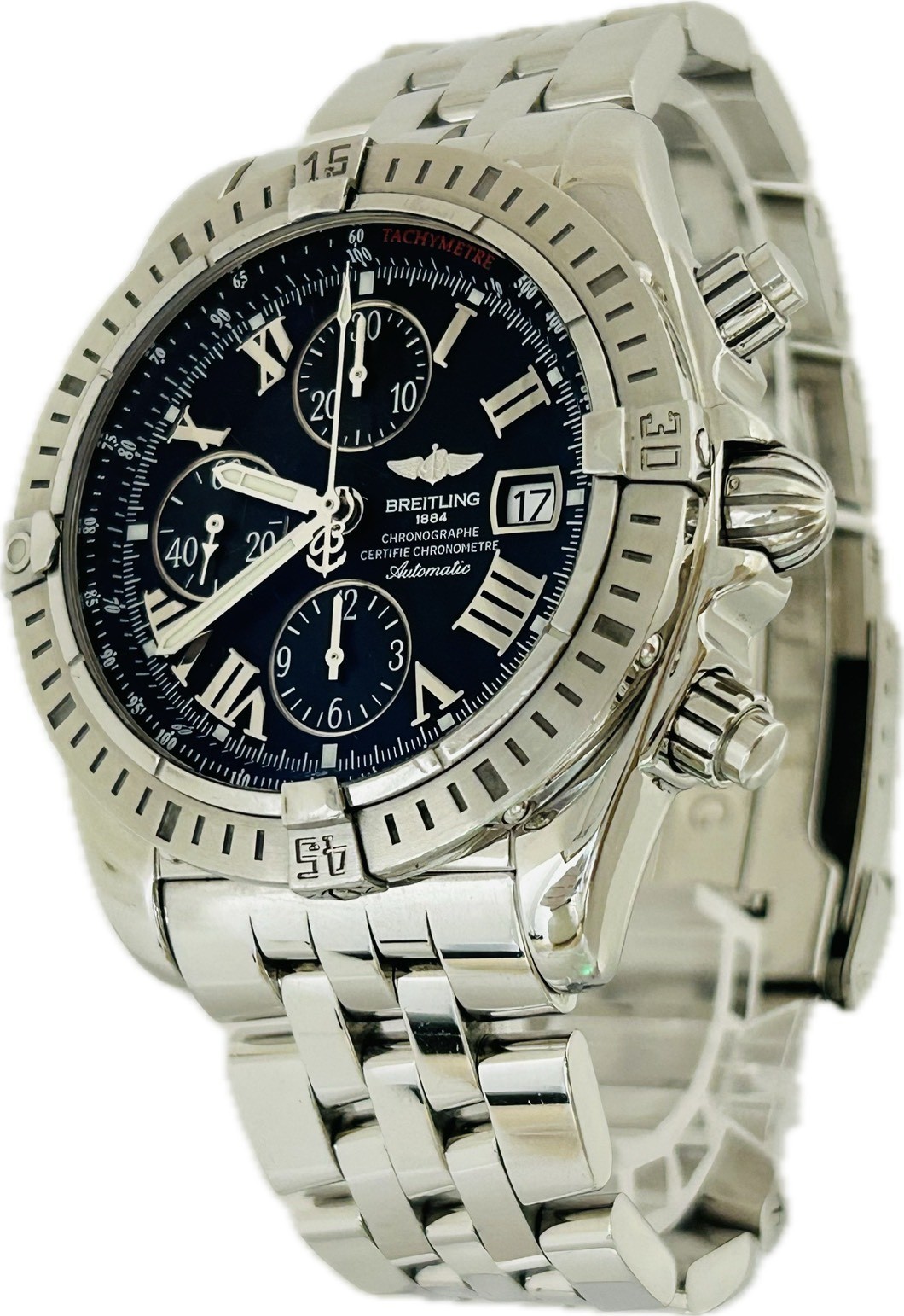 Breitling Chronomat Evolution A13356 Black Automatic Mens Watch Excellent A6391