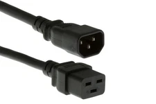 AC Power Cord, C14 to C19, 14 AWG, 3', Black - Lifetime Warranty
