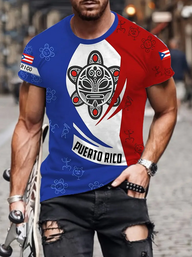 Puerto Rico Mens Tiano Inspired Heritage Crew Neck Shirt