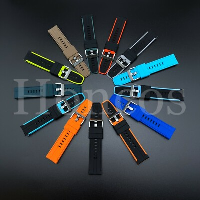 #ad 20MM 22MM Silicone Rubber Mens Waterproof Diver Watch Band Quick Release Strap $15.99