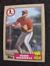 1987 Topps #465 Todd Worrell - St. Louis Cardinals Baseball Card Rookie Cup. rookie card picture