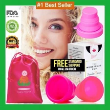 Lazy Monk 2 Menstrual Cups Set Large & Small Silicone Soft Copa Period flex Lena