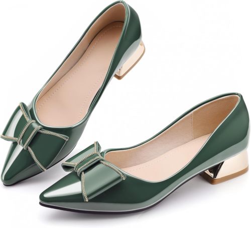 Women'S Chunky Closed Toe Low Block Heels Work Pumps Comfortable Dress Wedding S