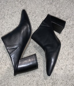 black leather mule slides