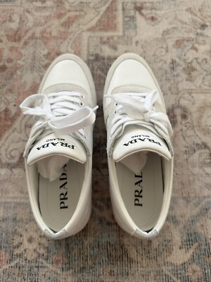 Prada Leather Sneakers Women's Size 8.5, EU 38.5 1E796M | eBay
