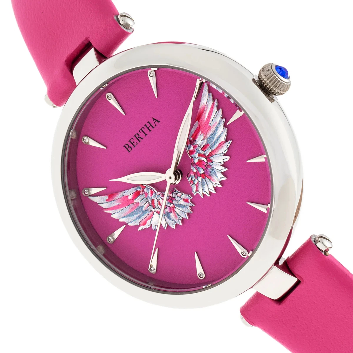 Bertha Vivica Fox Wrist Watch Original Authentic Fuchsia Band Silver Case - NIB Silver Case Analog Bertha Wristwatches for sale | eBay main image 3