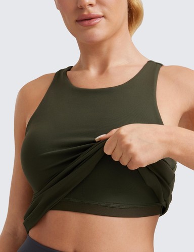 Butterluxe Womens R High Neck Tank Top - with Built in Bra Workout Padded Yoga - Picture 34 of 34