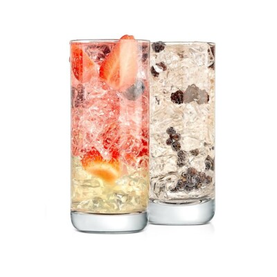 Nutrichef 2 Sets Highball Drinking Glass- Heavy Base and Tall Glass Tumbler-Pair